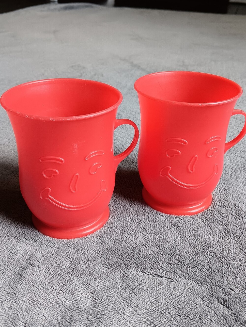 80s 90s Vintage Set of 2 Koolaid Red Plastic Cups, Retro Kitchen Mugs